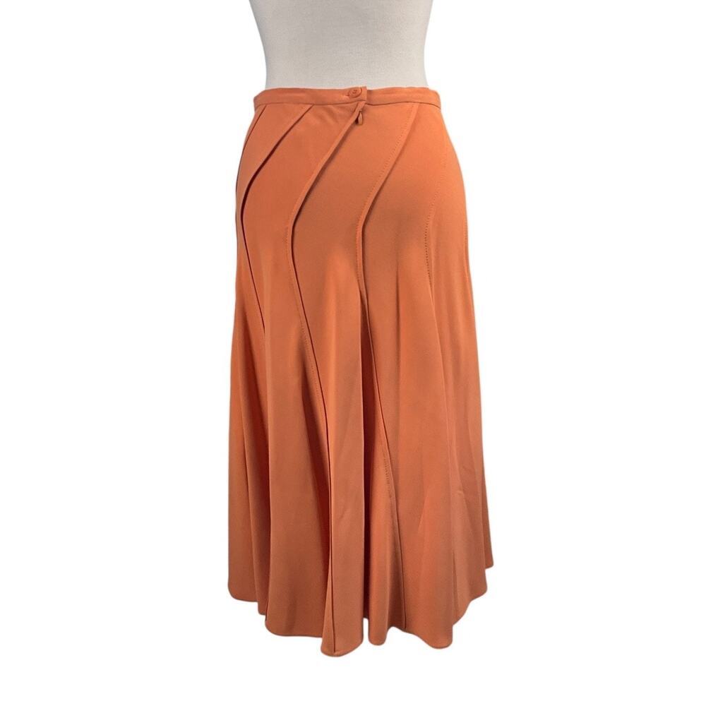 Doncaster Silk Midi Skirt Size 10 Burnt Orange Old Money Classic Workwear Luxury - Picture 2 of 8